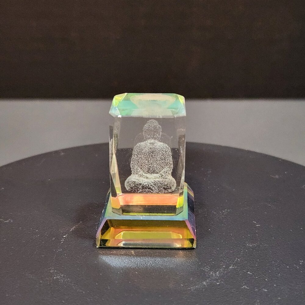 Mini 3D Prismatic Buddha Crystal Laser Etched Glass